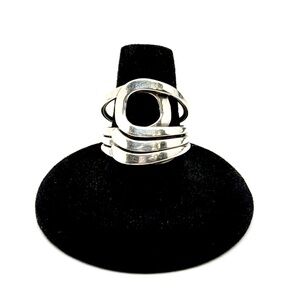 Sterling Silver Abstract Geometric Ring Split Band Overlap Loop Design Size 8